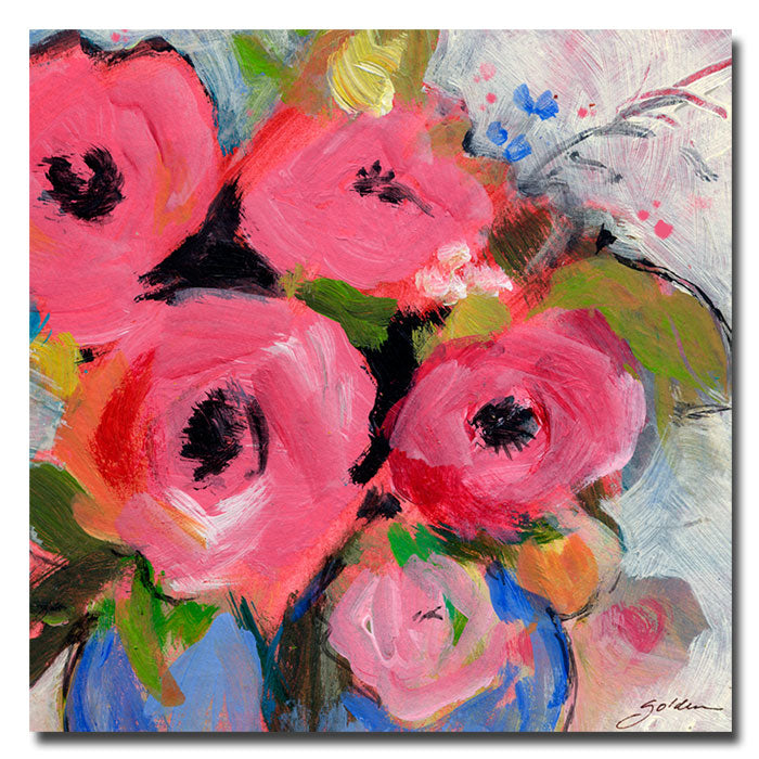 Sheila Golden Bouquet in Pink Huge Canvas Art 35 x 35 Image 1
