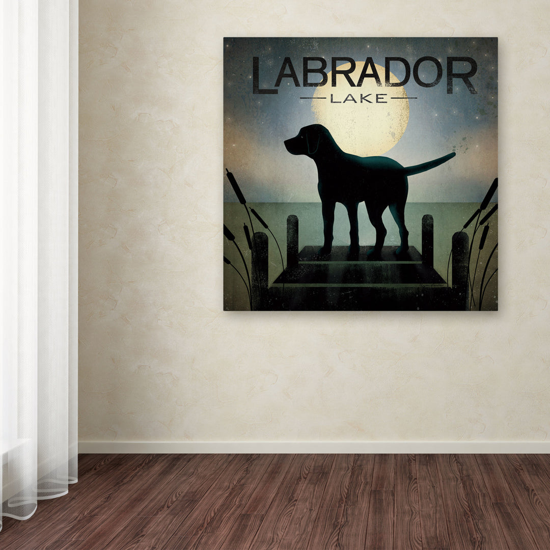 Ryan Fowler Moonrise Black Dog Labrador Lake Huge Canvas Art 35 x 35 Image 4