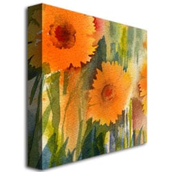 Sheila Golden Orange Wild Flowes Huge Canvas Art 35 x 35 Image 4