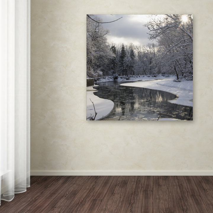 Kurt Shaffer Fresh Snowfall on the River Huge Canvas Art 35 x 35 Image 4