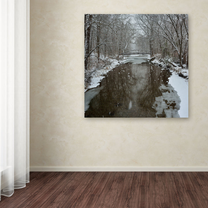 Kurt Shaffer Winter Bridge Huge Canvas Art 35 x 35 Image 4