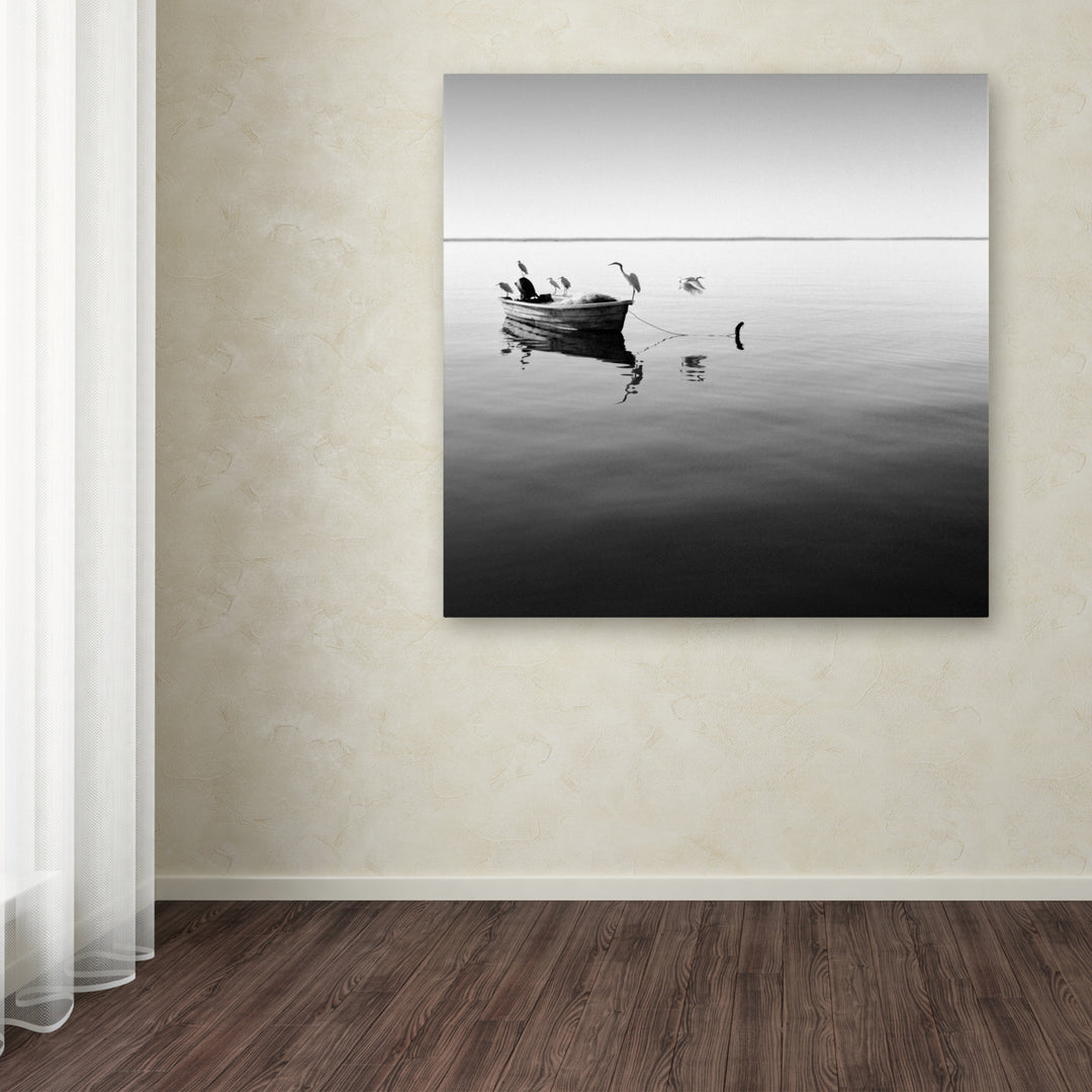 Moises Levy Boat and Heron II Huge Canvas Art 35 x 35 Image 4