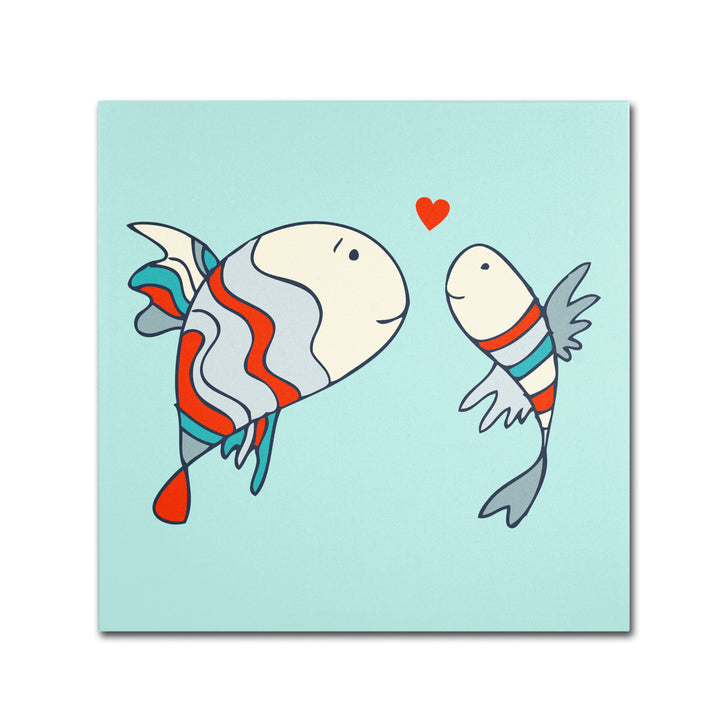 Carla Martell Two Little Love Fish Huge Canvas Art 35 x 35 Image 2