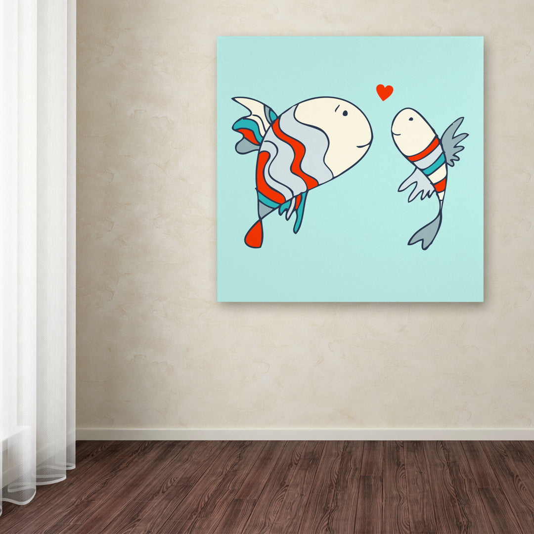 Carla Martell Two Little Love Fish Huge Canvas Art 35 x 35 Image 4