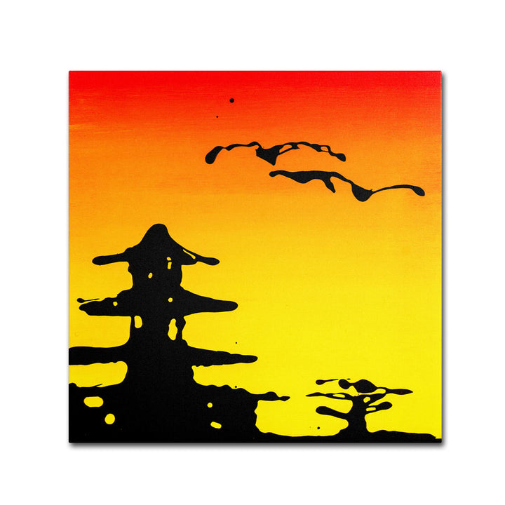 Roderick Stevens Pagoda Sunset Huge Canvas Art 35 x 35 Image 1