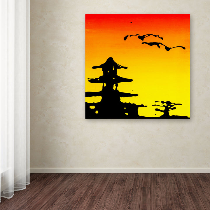 Roderick Stevens Pagoda Sunset Huge Canvas Art 35 x 35 Image 4
