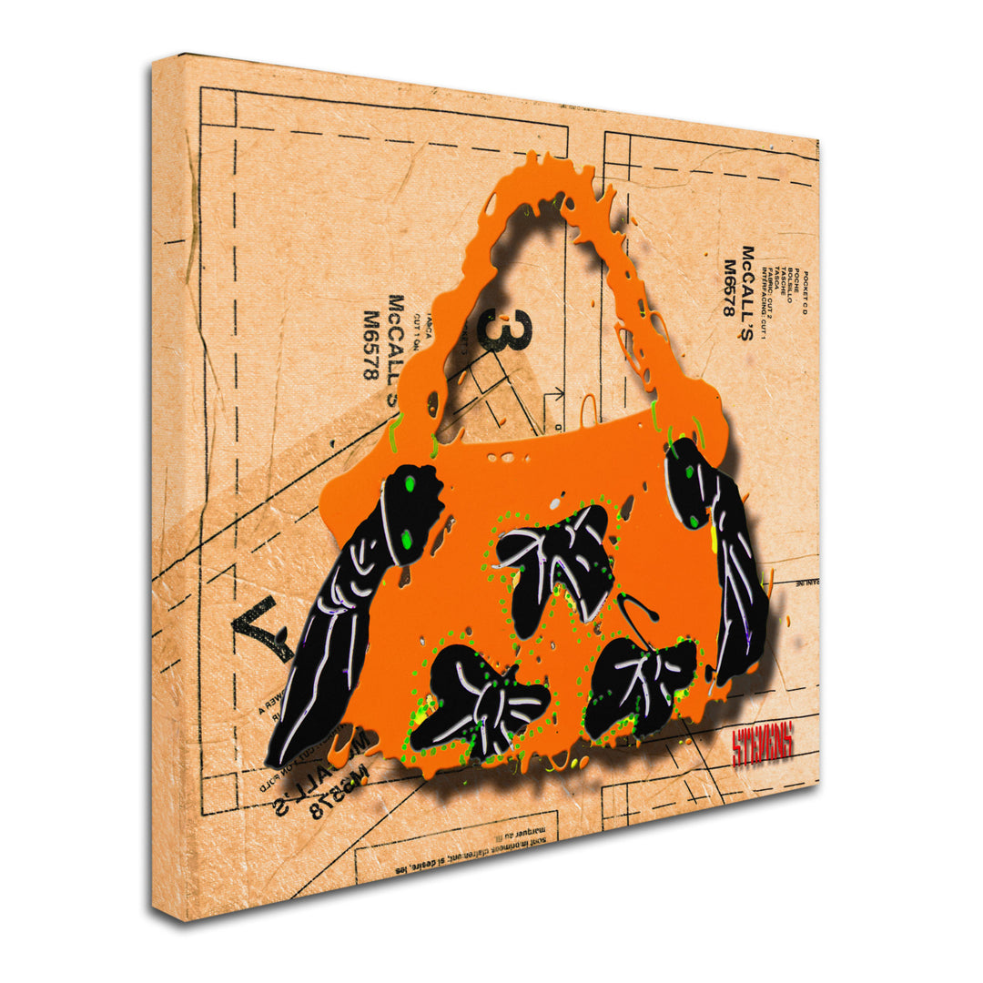Roderick Stevens Bow Purse Black on Orange Huge Canvas Art 35 x 35 Image 3