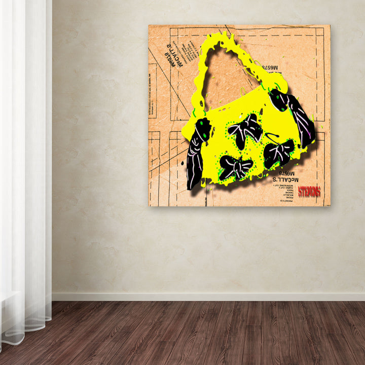 Roderick Stevens Bow Purse Black on Yellow Huge Canvas Art 35 x 35 Image 4