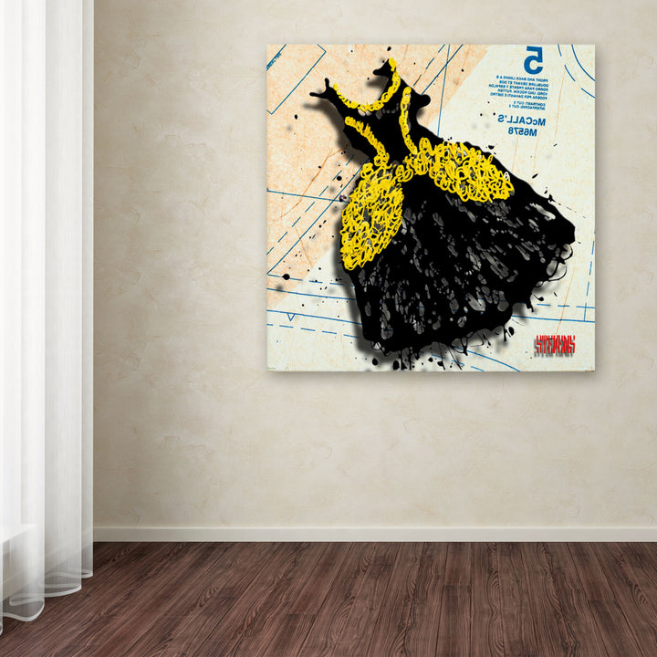 Roderick Stevens Black n Yellow Swirls Huge Canvas Art 35 x 35 Image 4