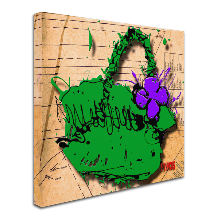 Roderick Stevens Flower Purse Purple on Green Huge Canvas Art 35 x 35 Image 3