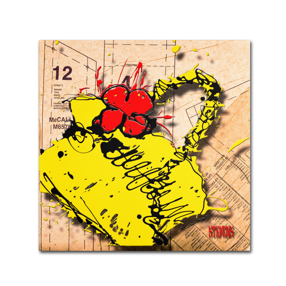 Roderick Stevens Flower Purse Red on Yellow Huge Canvas Art 35 x 35 Image 2