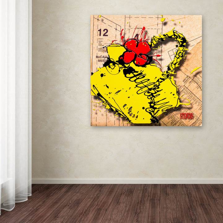 Roderick Stevens Flower Purse Red on Yellow Huge Canvas Art 35 x 35 Image 4