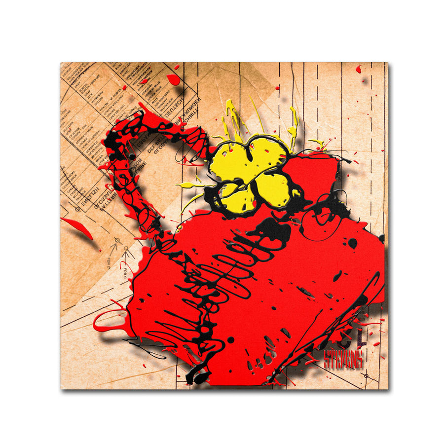 Roderick Stevens Flower Purse Yellow on Red Huge Canvas Art 35 x 35 Image 1