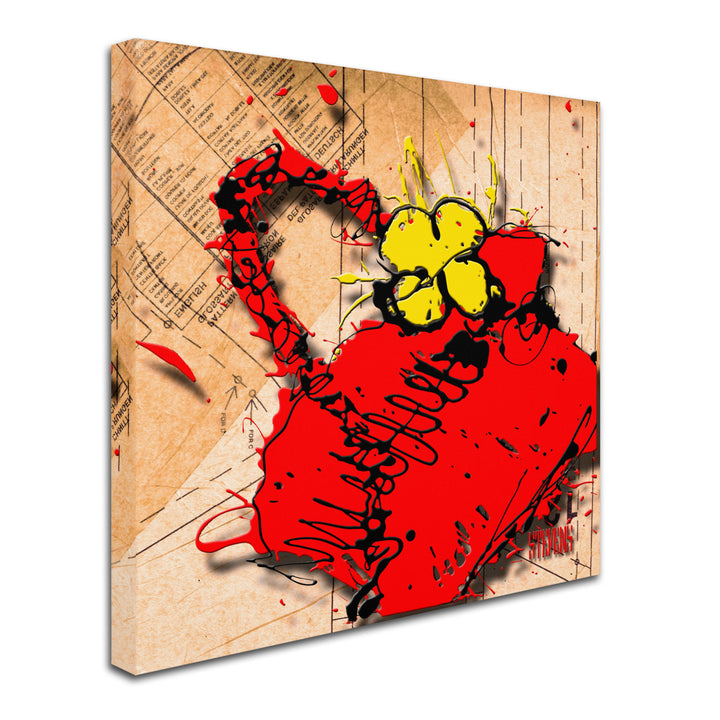 Roderick Stevens Flower Purse Yellow on Red Huge Canvas Art 35 x 35 Image 3