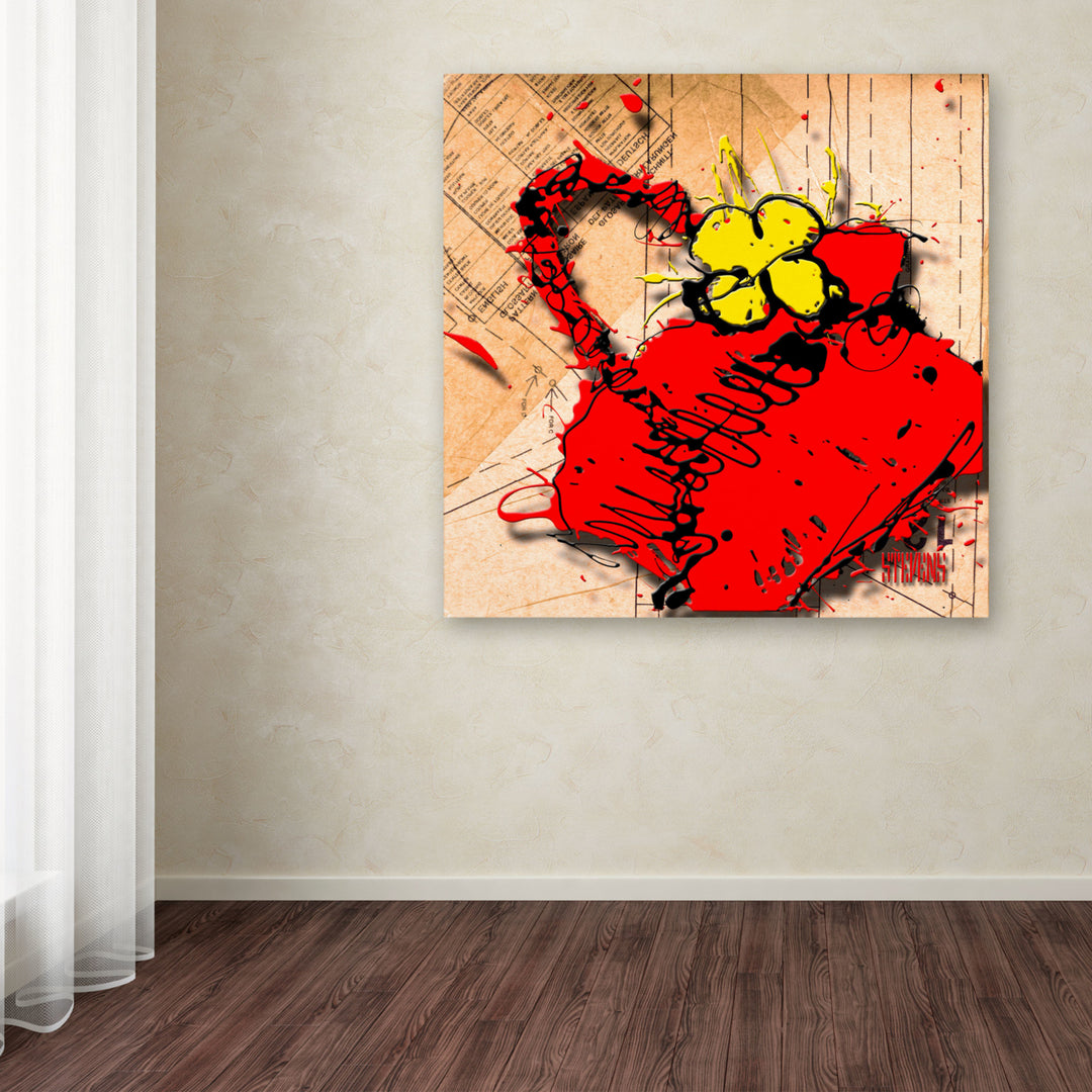 Roderick Stevens Flower Purse Yellow on Red Huge Canvas Art 35 x 35 Image 4