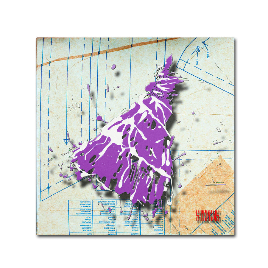Roderick Stevens Shoulder Dress Purple n White Huge Canvas Art 35 x 35 Image 1