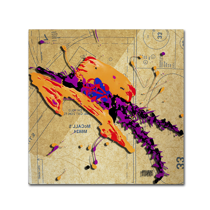 Roderick Stevens Orange Hat Purple Feathers Huge Canvas Art 35 x 35 Image 1