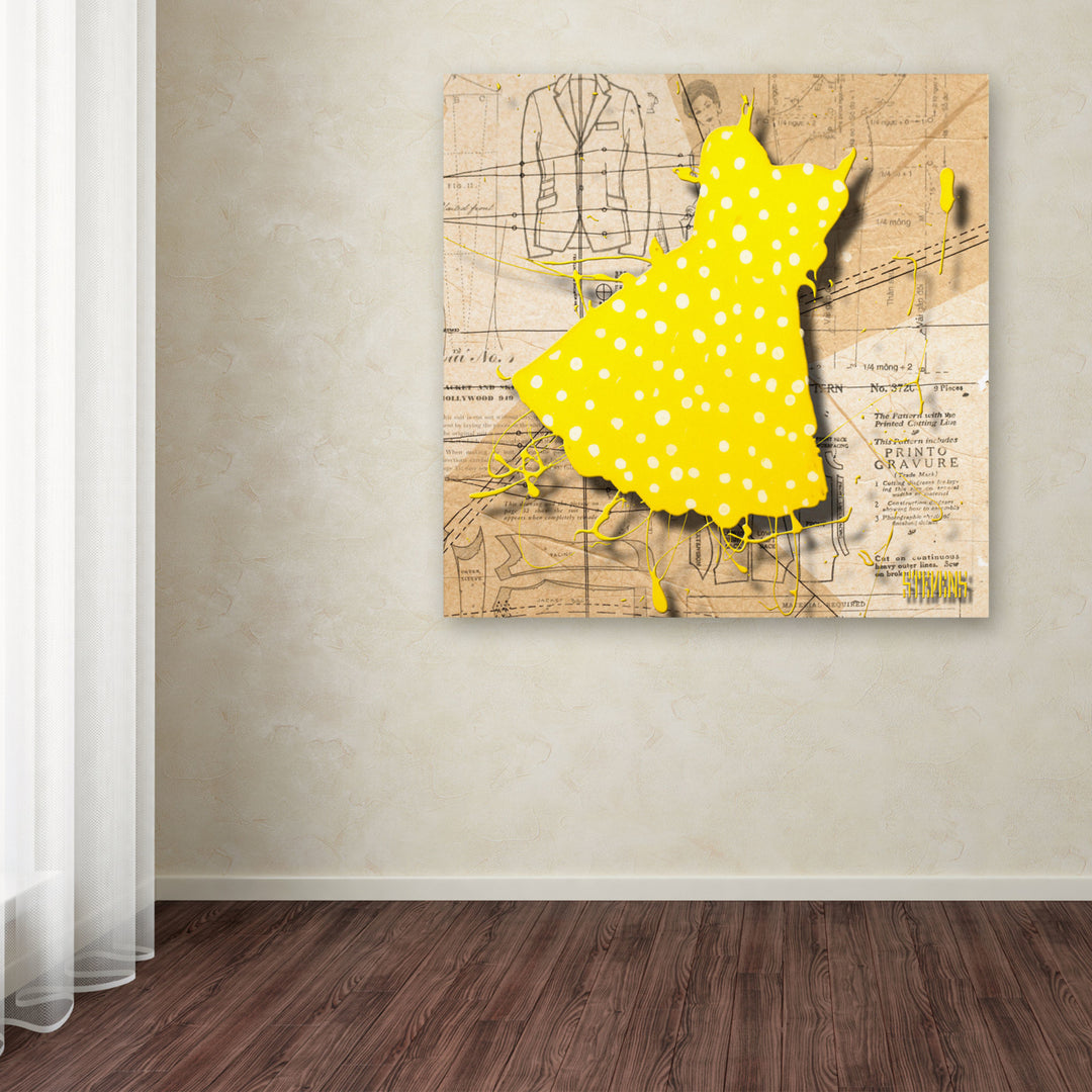 Roderick Stevens White on Yellow Huge Canvas Art 35 x 35 Image 4