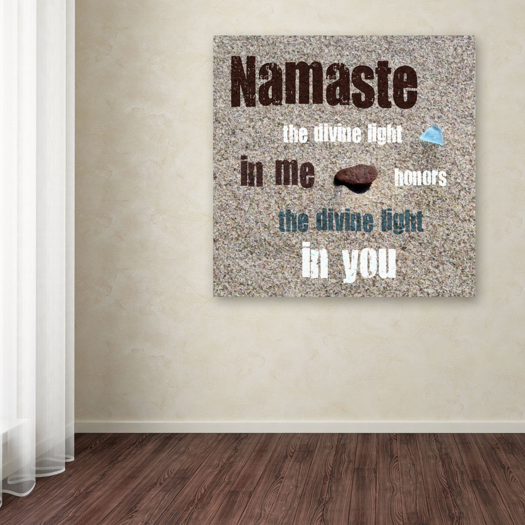 Michelle Calkins Namaste with Pebble and Beach Glass Huge Canvas Art 35 x 35 Image 4