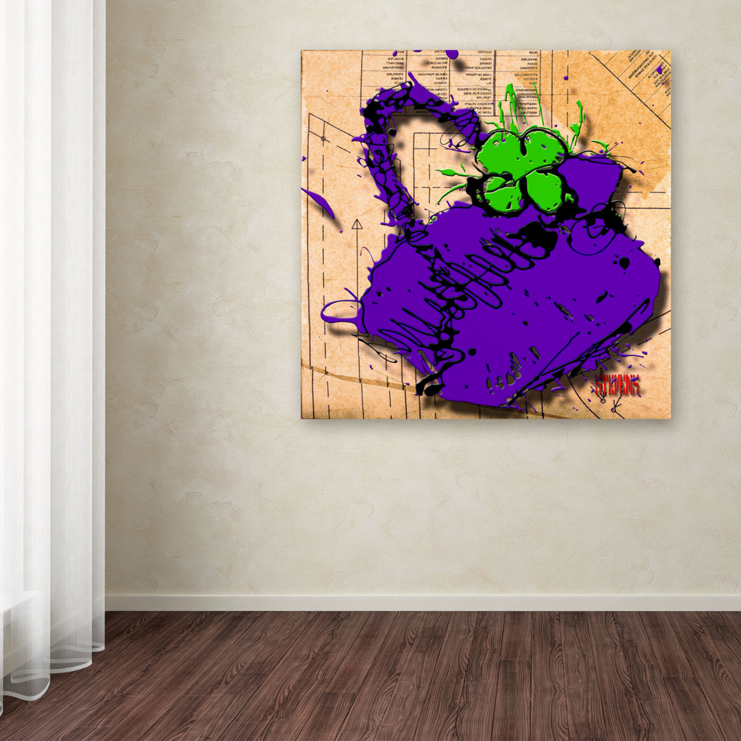 Roderick Stevens Flower Purse Green on Purple Huge Canvas Art 35 x 35 Image 4