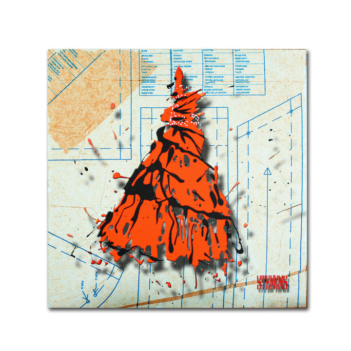 Roderick Stevens Shoulder Dress Orange n Black Huge Canvas Art 35 x 35 Image 2