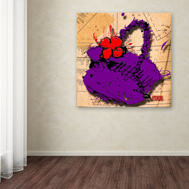 Roderick Stevens Flower Purse Red on Purple Huge Canvas Art 35 x 35 Image 4