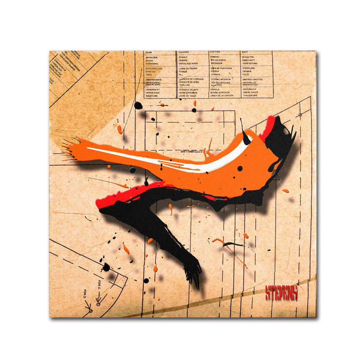Roderick Stevens Suede Heel Orange Huge Canvas Art 35 x 35 Image 1