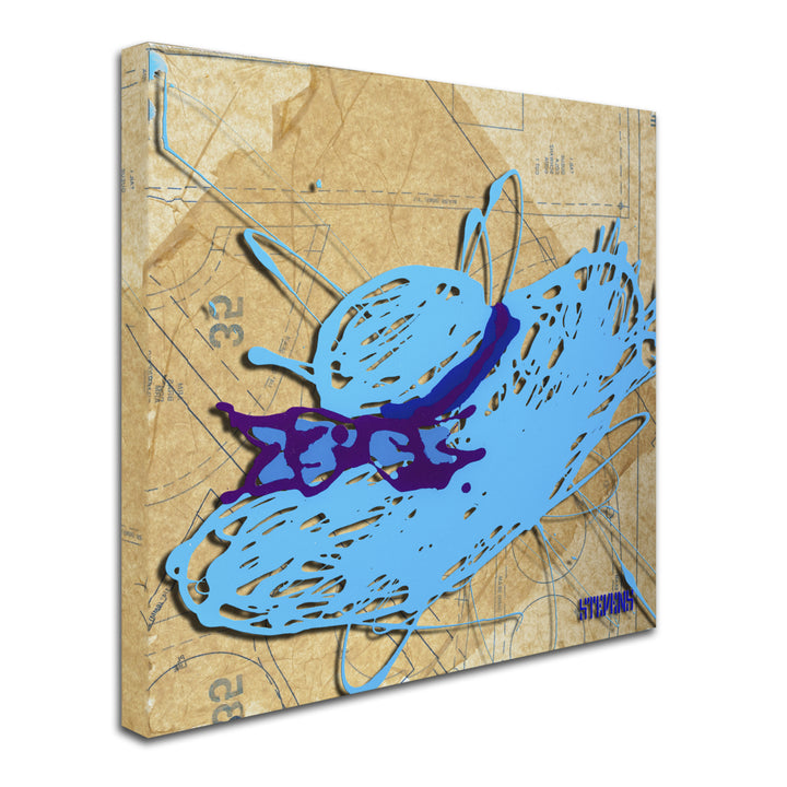 Roderick Stevens Blue Floppy Purple Bow Huge Canvas Art 35 x 35 Image 3