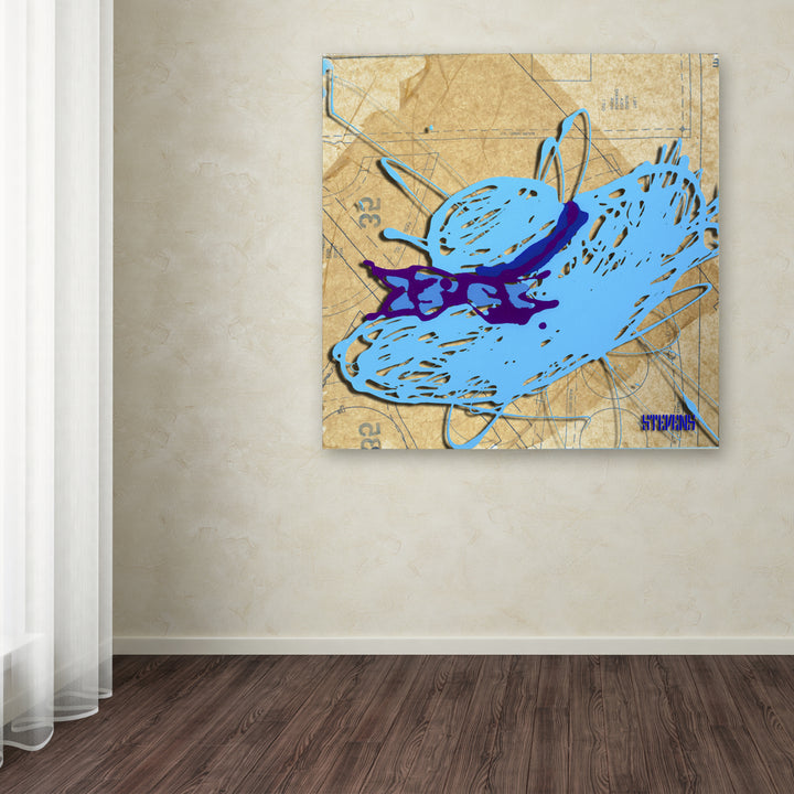 Roderick Stevens Blue Floppy Purple Bow Huge Canvas Art 35 x 35 Image 4