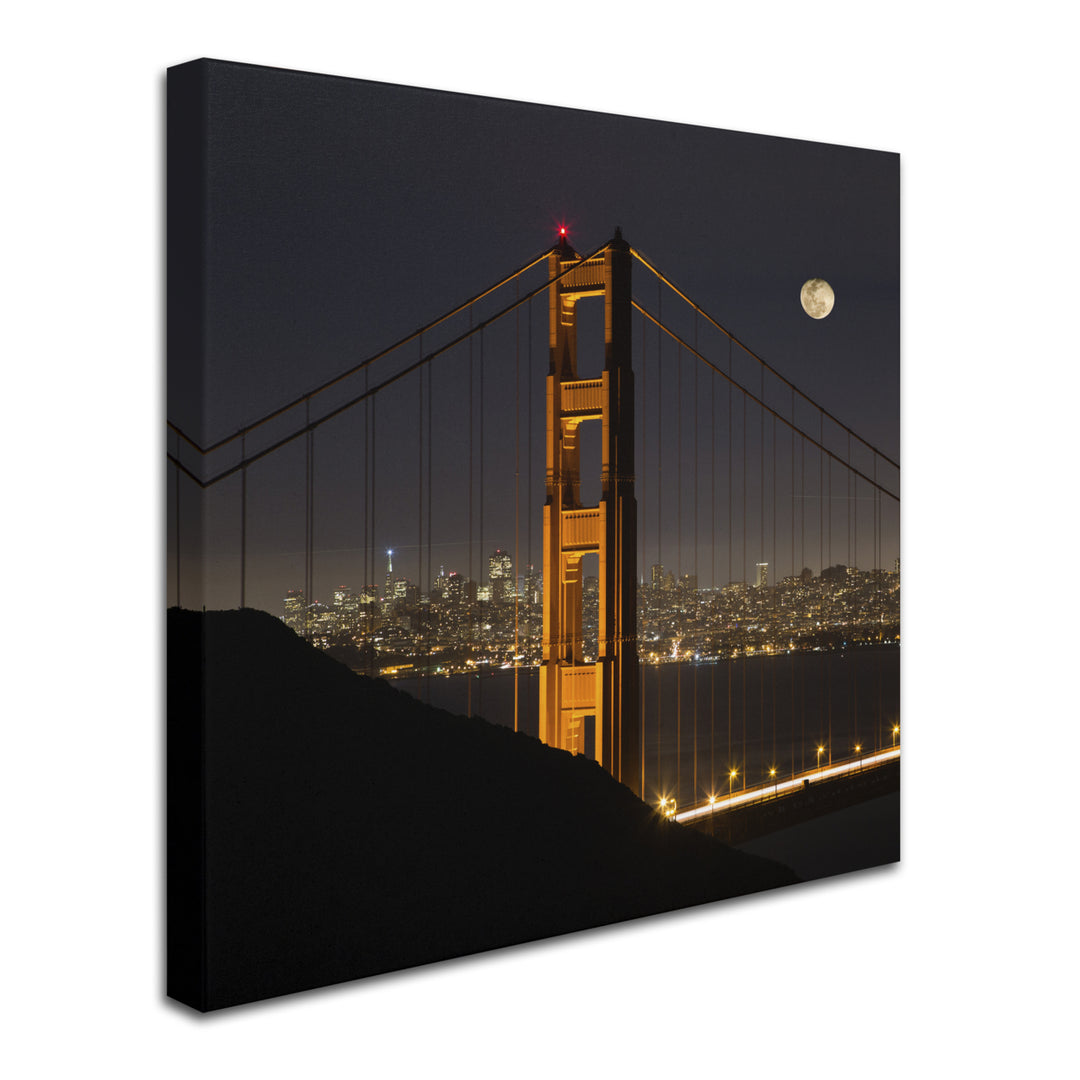Moises Levy Golden Gate and Moon Huge Canvas Art 35 x 35 Image 3