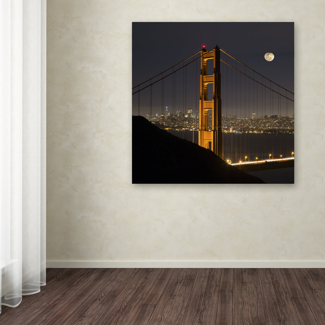 Moises Levy Golden Gate and Moon Huge Canvas Art 35 x 35 Image 4