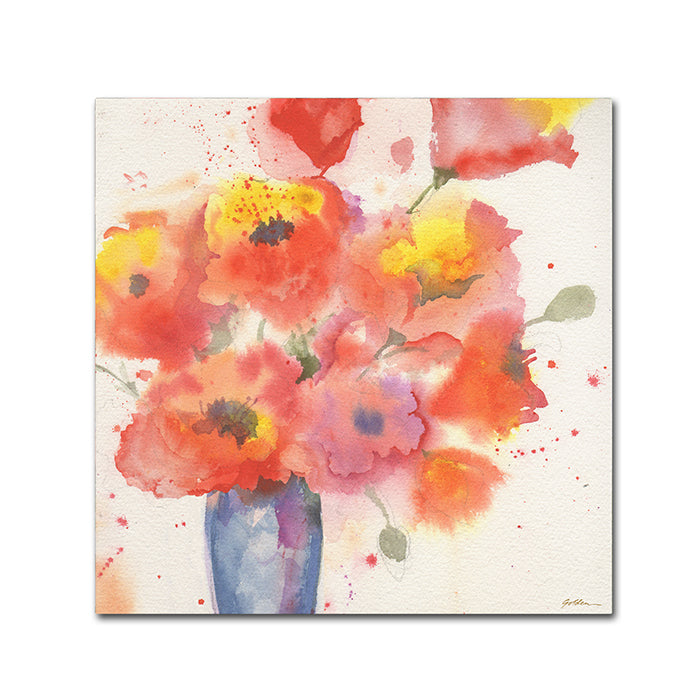 Sheila Golden Vase of Poppies 5 Huge Canvas Art 35 x 35 Image 1