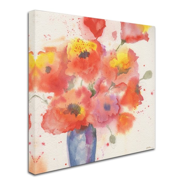 Sheila Golden Vase of Poppies 5 Huge Canvas Art 35 x 35 Image 3