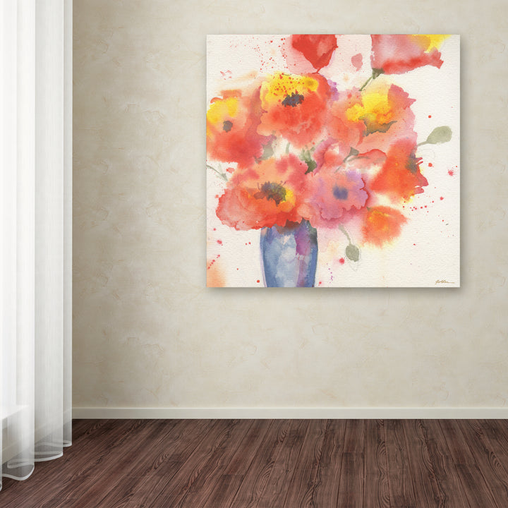 Sheila Golden Vase of Poppies 5 Huge Canvas Art 35 x 35 Image 4