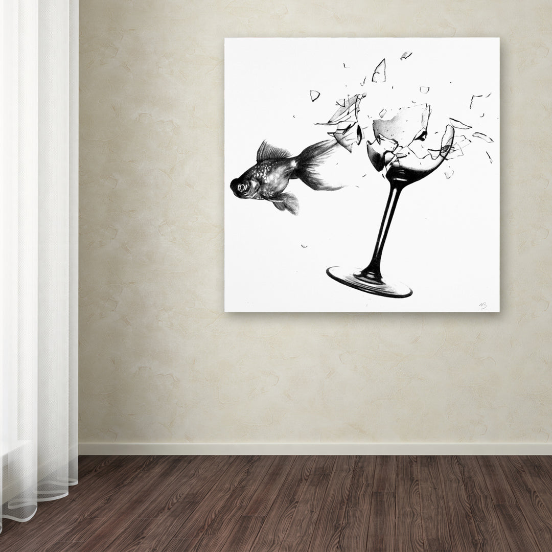 Nick Bantock Fish and Wine Glass Huge Canvas Art 35 x 35 Image 4