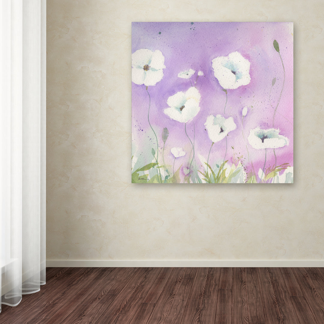 Sheila Golden White Poppies Violet Sky Huge Canvas Art 35 x 35 Image 4