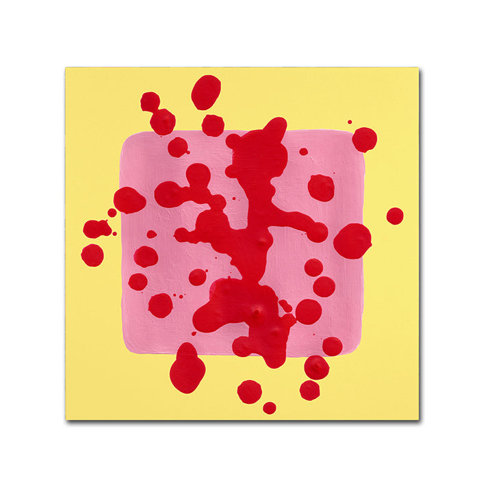 Amy Vangsgard Pink Square on Yellow  Huge Canvas Art 35 x 35 Image 1
