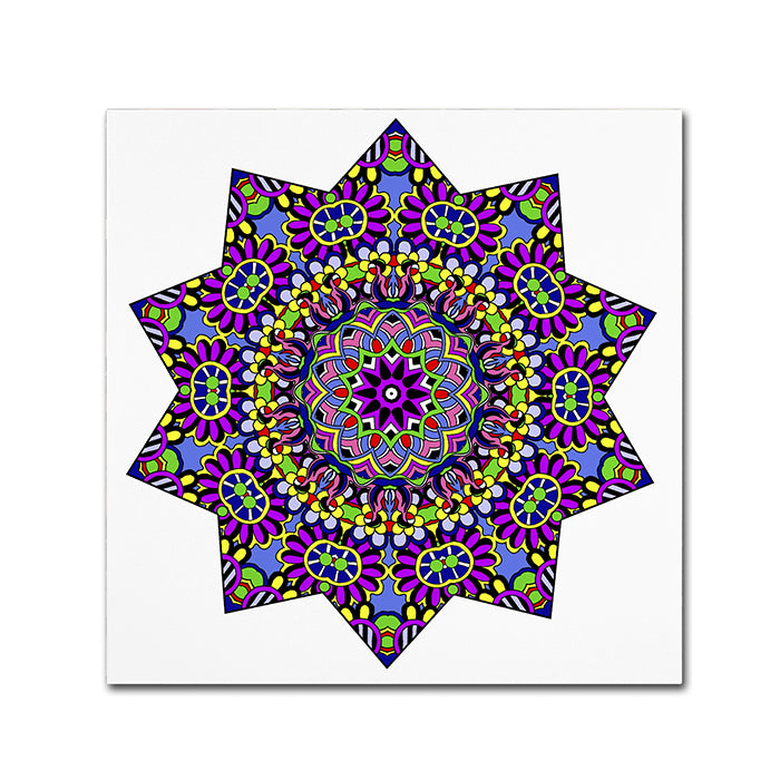 Kathy G. Ahrens Shining Mandala in Purples Huge Canvas Art 35 x 35 Image 1