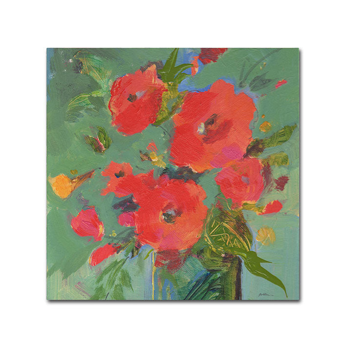 Sheila Golden Crimson Bouquet Huge Canvas Art 35 x 35 Image 1