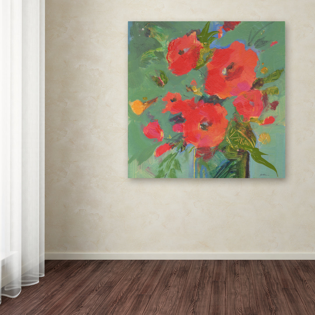 Sheila Golden Crimson Bouquet Huge Canvas Art 35 x 35 Image 4