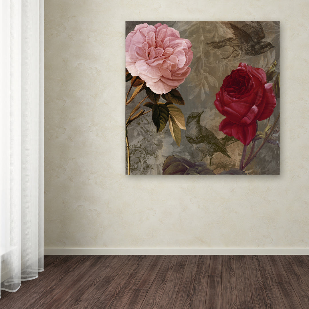 Color Bakery Bird and Roses Huge Canvas Art 35 x 35 Image 4