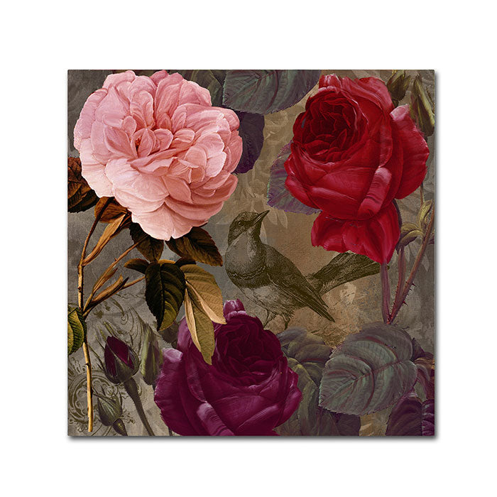Color Bakery Birds and Roses Huge Canvas Art 35 x 35 Image 1