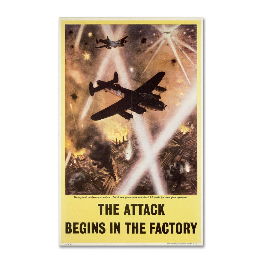 Attack Begins in Factory Propaganda Poster Canvas Art 16 x 24 Image 1