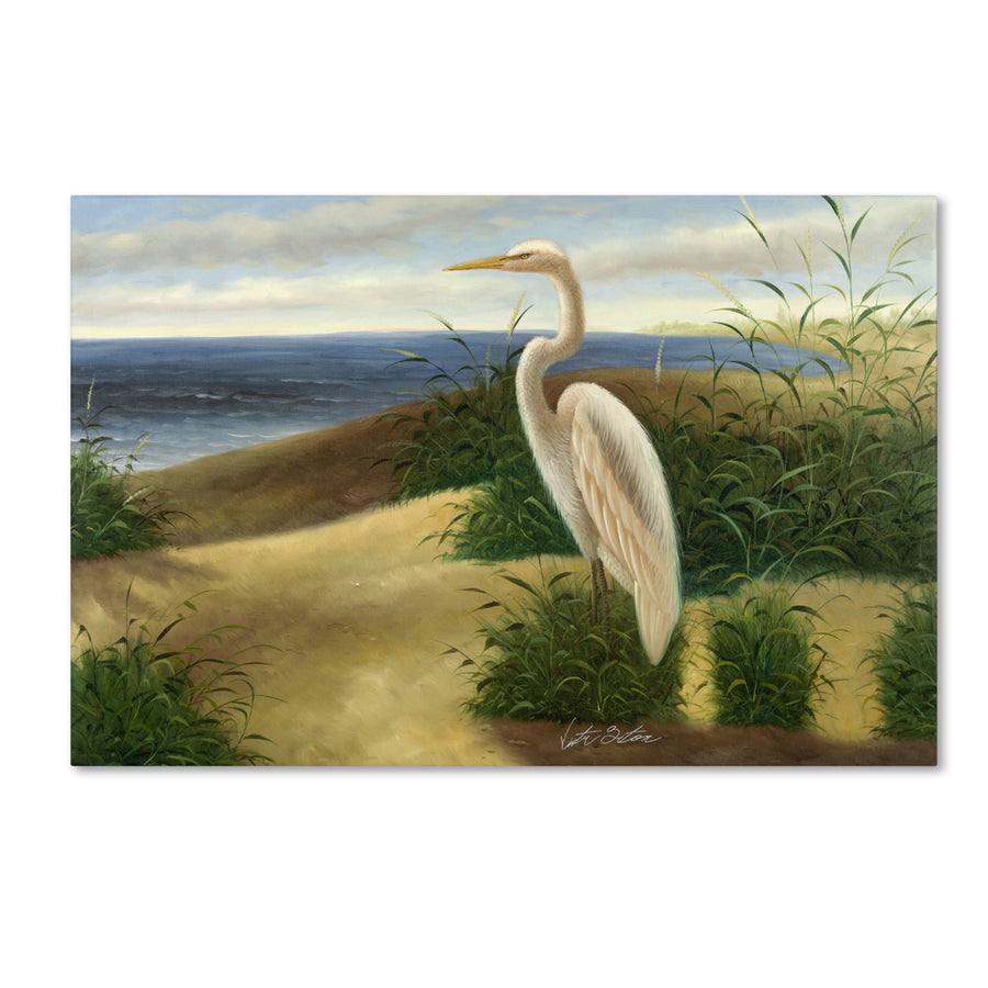 Victor Giton One Heron at the Beach Canvas Art 16 x 24 Image 1