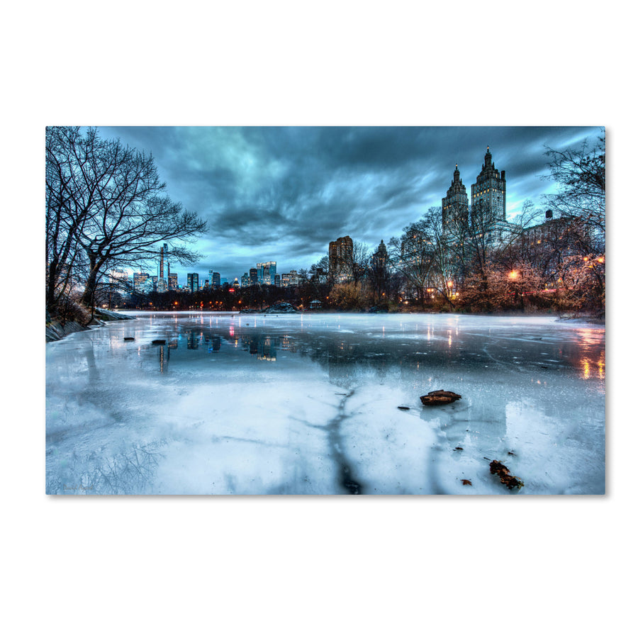 David Ayash Frozen Central Park Lake II Canvas Art 16 x 24 Image 1