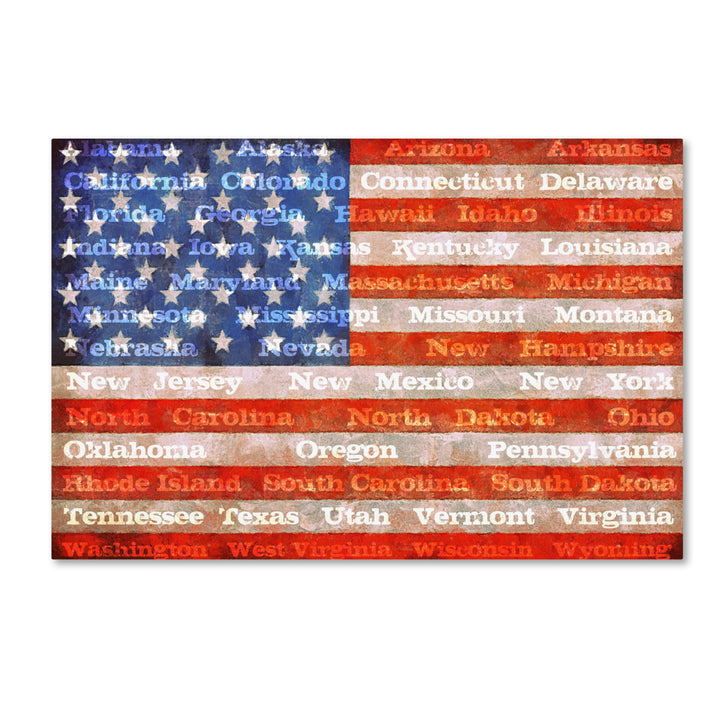 Michelle Calkins American Flag with States Canvas Art 16 x 24 Image 1