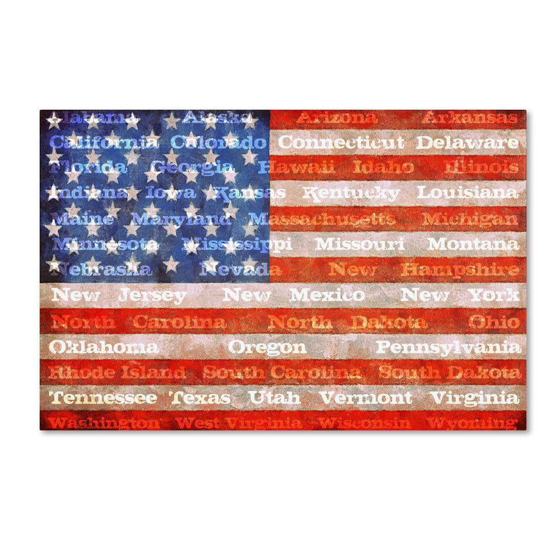 Michelle Calkins American States with Flags Canvas Art 16 x 24 Image 1