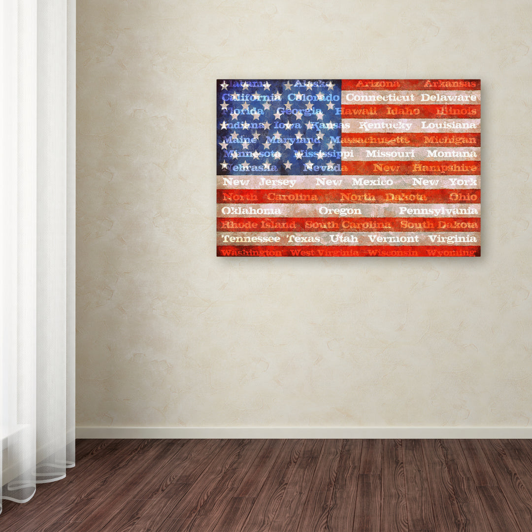 Michelle Calkins American Flag with States Canvas Art 16 x 24 Image 3