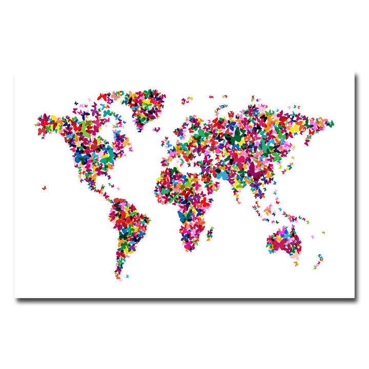 Michael Tompsett Butterflies World Map II Canvas Art 16 x 24 Image 1