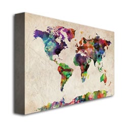 Michael Tompsett Urban Watercolor World Map Canvas Art 16 x 24 Image 3